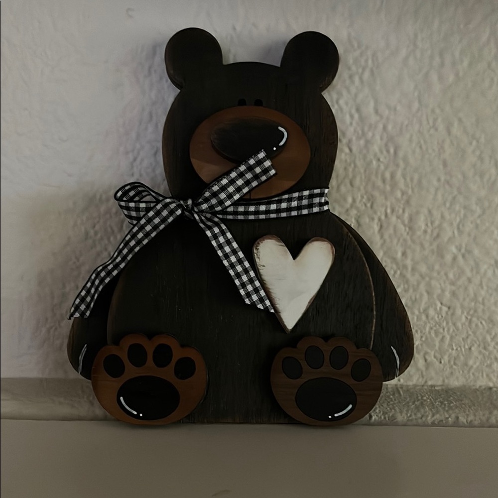 Charming Bear Shelf Sitter with Heart Accent by L Krupp Kreations